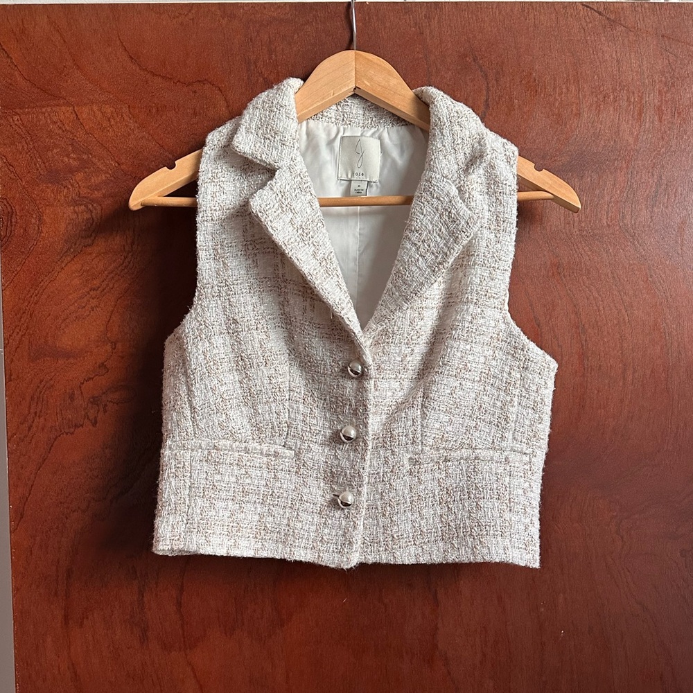Joie Cream Tweed Vest